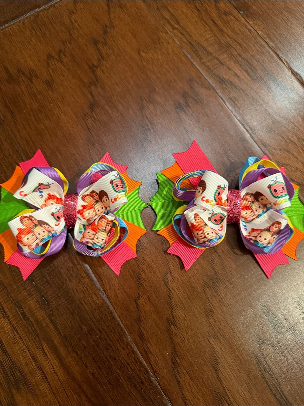 Kids Rainbow Character Layered Hair Bows - Multicolor